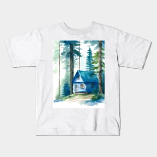 Watercolor illustration of a little cabin Kids T-Shirt